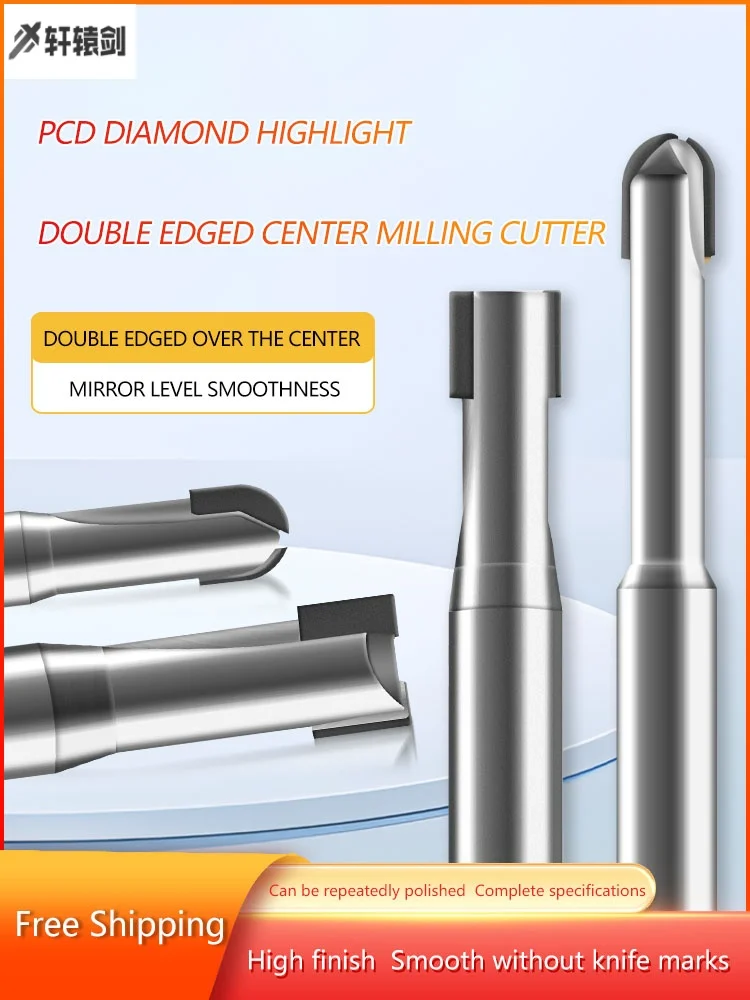 

PCD Milling Cutter 2F D4 D5 D6 D8 D10 D12 Diamond Double Edged Center Endmills CNC Mill Cutting Tools
