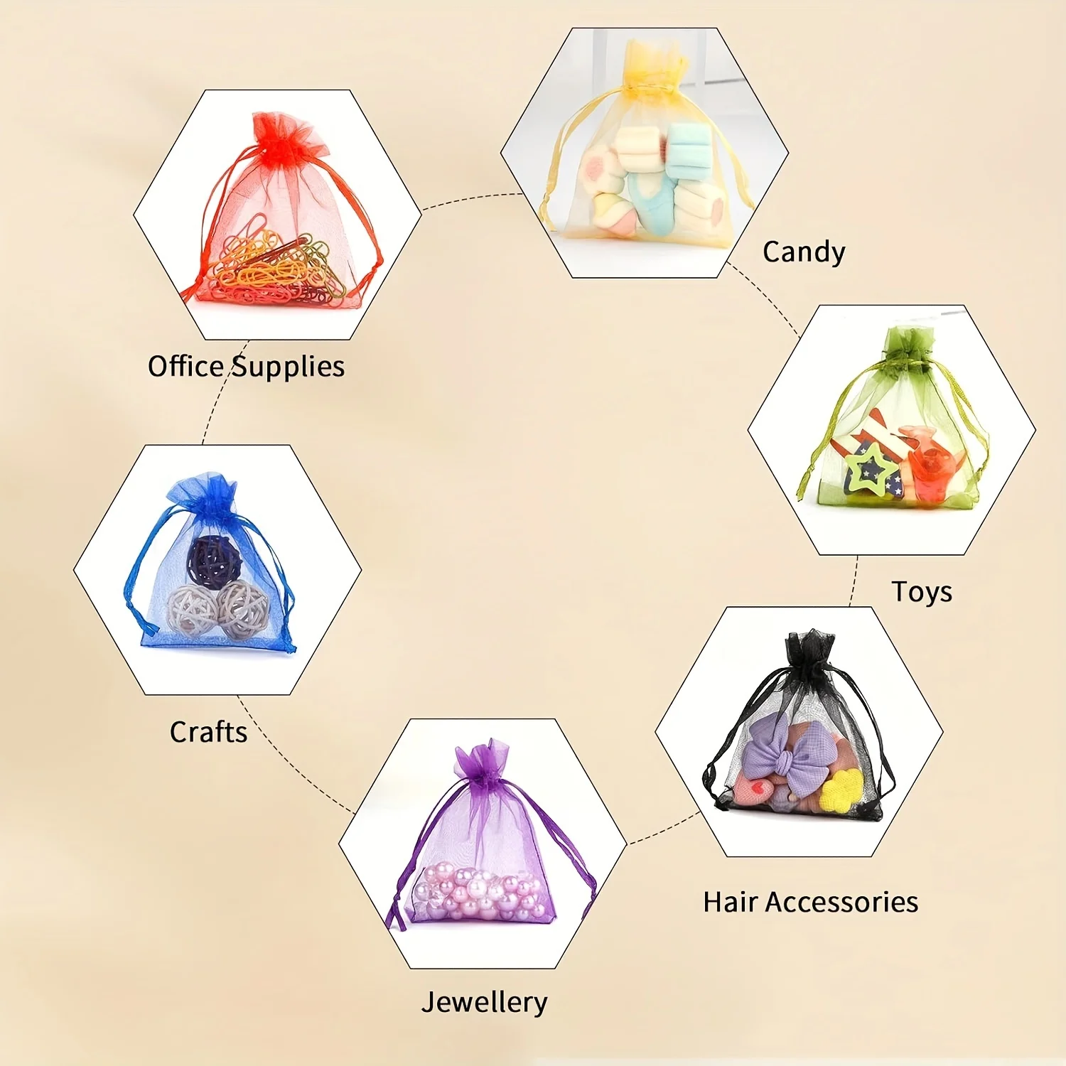 50/100pcs Organza Gift Bags  - Drawstring Gift Bags for Jewelry Soap Makeup Party Favors and More Transparent Organza Bag