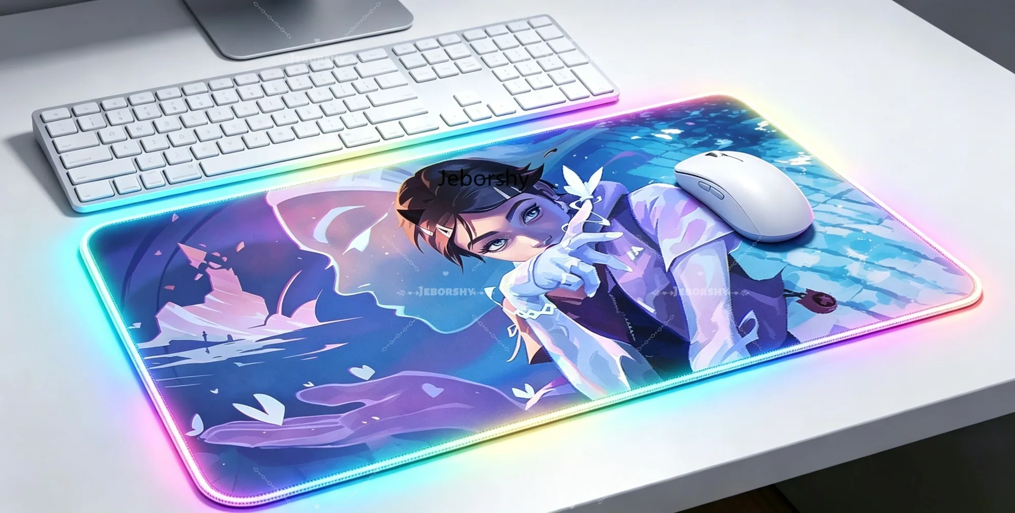 

RGB Gaming Mouse Pad with Anime Character, Extended Non-slip Desk Mat for Office Laptop