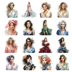 Fashion Beautiful And Fashionable Girl Heat Transfer Vinyl Stripes Thermal Stickers On Clothes Fusible Iron On Patches Custom