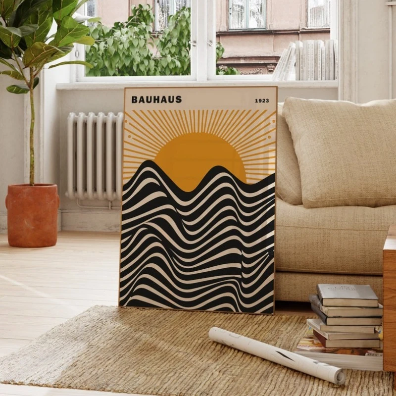 

Bauhaus Sun Pattern: Minimalist Modern Gallery Wall Art Poster for Living Room, Bedroom, Art Corridor, and Office Decoration