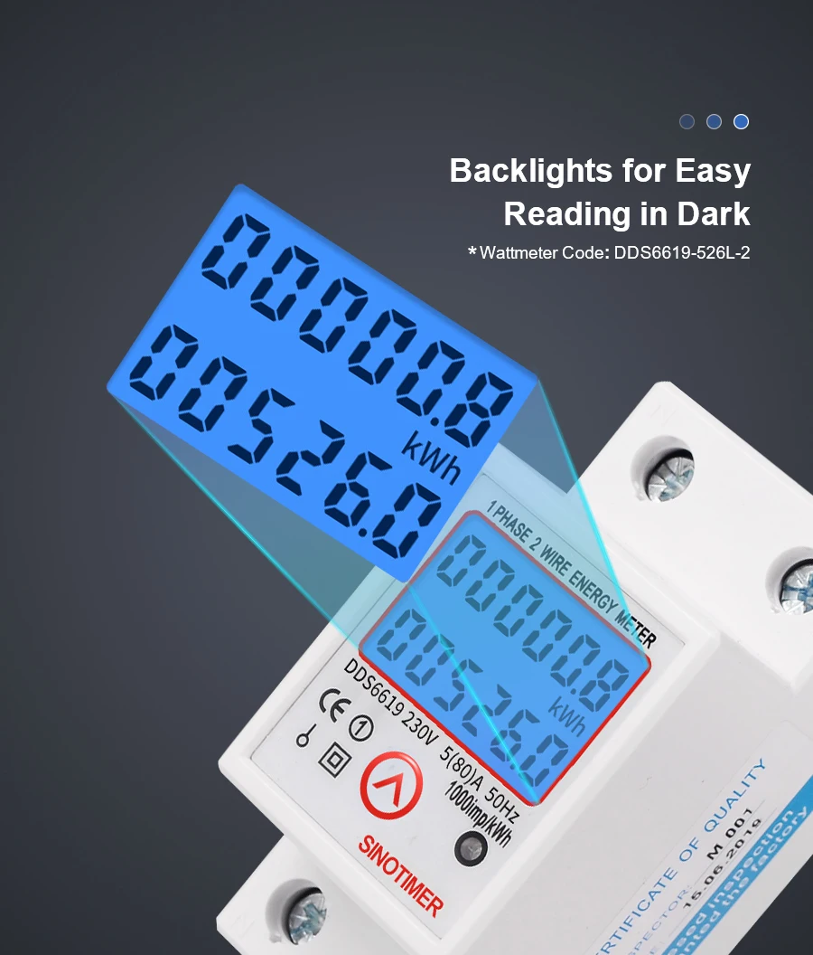 DDS6619 with Backlight DIN Rail kwh Meter Energy Saving Wattmeter Electric Power Consumption Meter Multifunctional Electricity