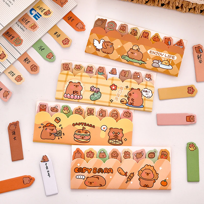 Cute Cartoon Capybara Index Sticker Test Paper Page Mark Note Paper Creative Classify Sticky Note Kawaii Planner Sticker