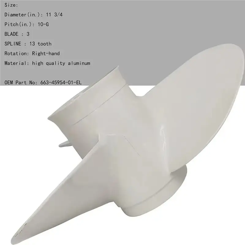 Tooth For Boat Propeller 663-45954-01-EL 11 3/4X10-G 25-60HP Outboard Propeller 3 Blades 13 Teeth