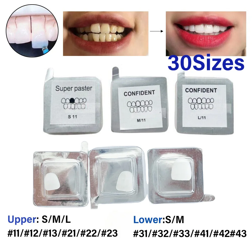 1PC Dental Composite Porcelain Veneer Whitening Anterior Teeth Veneers White Upper Lower Anterior S/M/L Teeth Beauty Materials