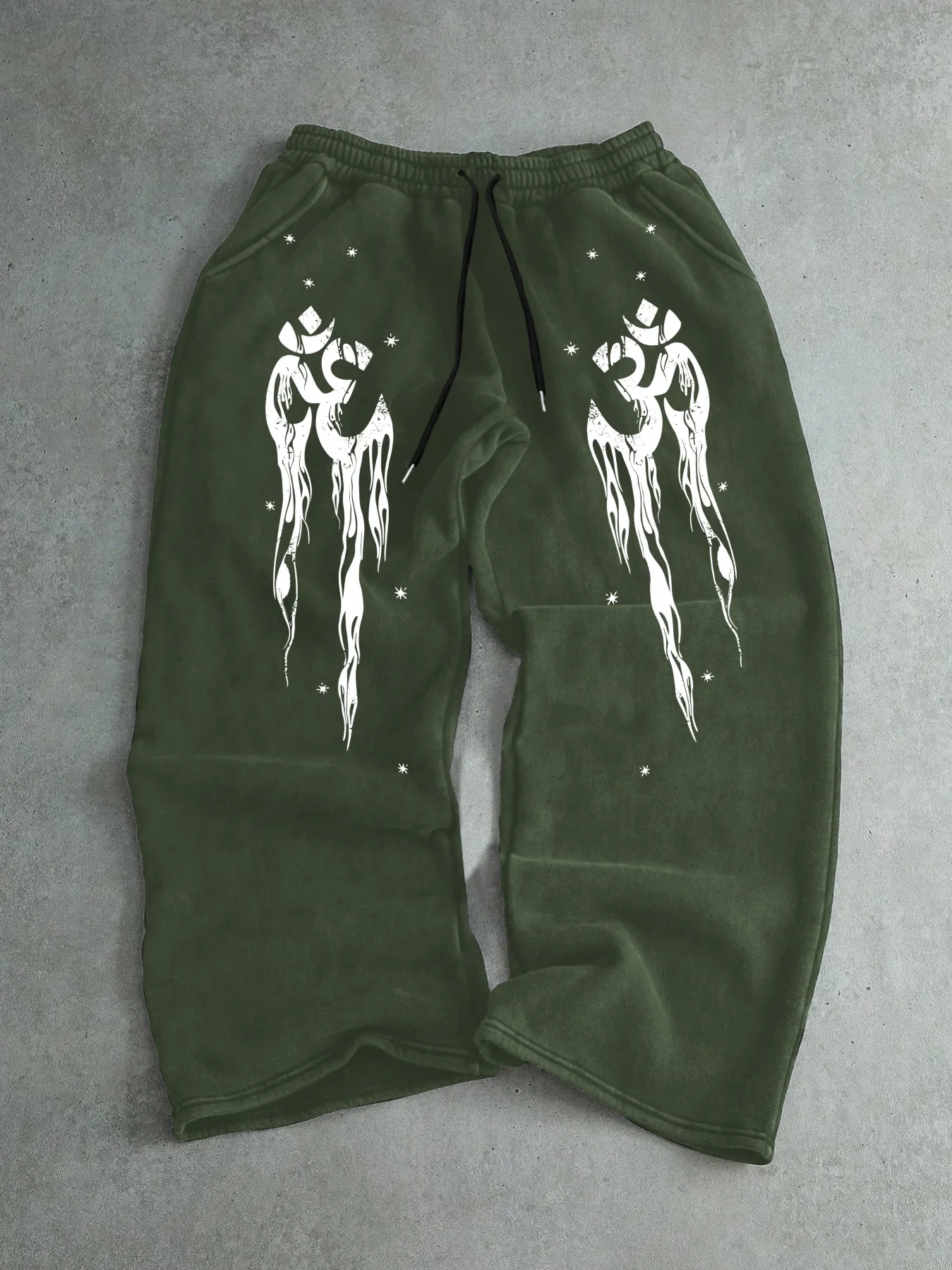 

Men's Trendy Totem Printed Drawstring Waist, Personalized Mysterious Pattern Sports Style Casual Pants, Loose and Breathable