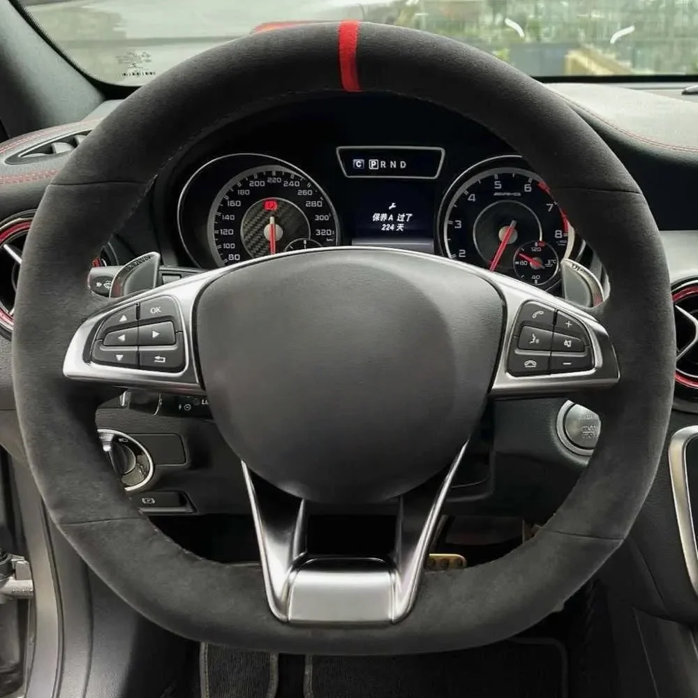 

Car Steering Wheel Cover Anti slip And Soft Suede Leather For Mercedes-Benz W176 A180 A200 B180 B200 Steering-Wheel Cover Wrap