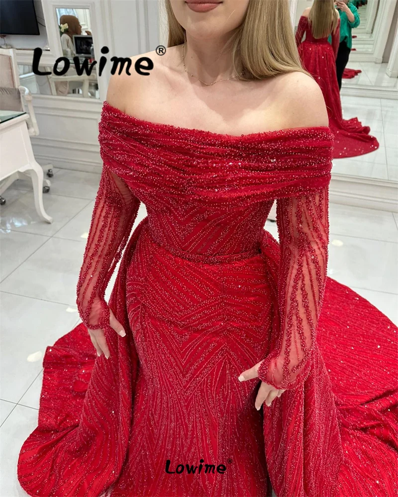 Dubai Design Aso Ebi Mermaid Prom Dresses Sequined Evening Formal Party Birthday Engagement Gowns Robe De Soiree Plus Size 2024