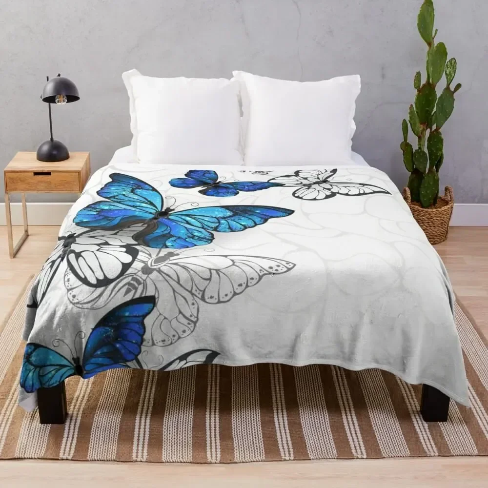 

Flying Butterflies Morpho Throw Blanket Bed Fashionable Hair Blankets