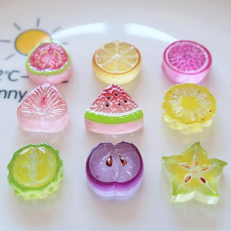 10 Stück Mini Kawaii Niedliche Wassermelonen-Frucht-Cabochons mit flacher Rückseite für Scrapbooking, DIY-Party-Haarnadel-Accessoires, Heimdekoration, Bastelzubehör – Detail 6