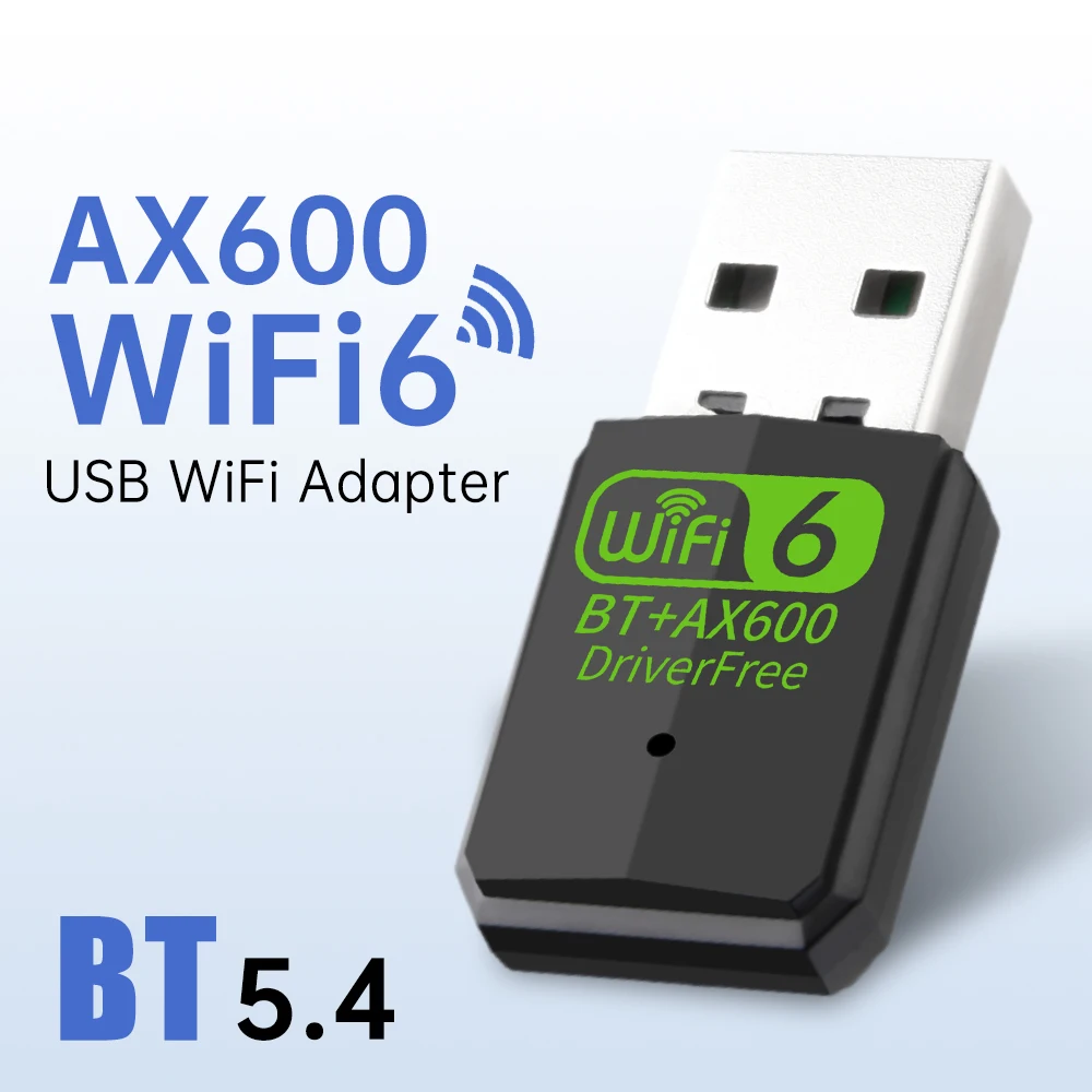 WIFI 6 AX600 BT5.4 USB WiFi Adapter Dual Band 2.4G/5GHz 802.11AX Built-in Antenna Wireless Network card Driver Free for Win10/11