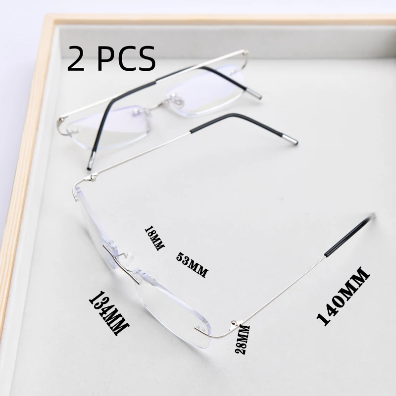 2PCS Anzug Luxus Rahmenlose Schneiden Lesebrille Männer Business Randlose Brillen Frauen Ultra-licht Presbyopie Brillen – Detail 1