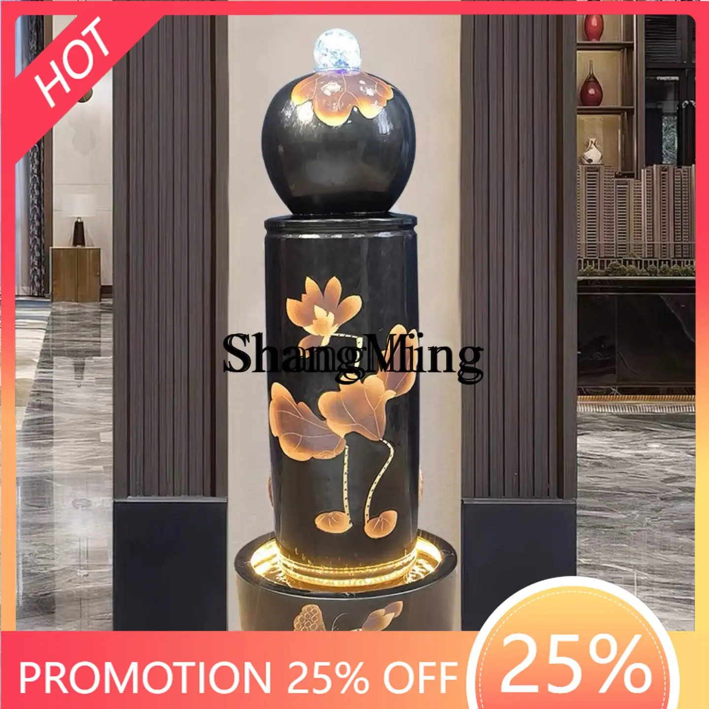 

FG ceramic running water fountain ornament living room office decoration humidifier feng shui ball circulating water