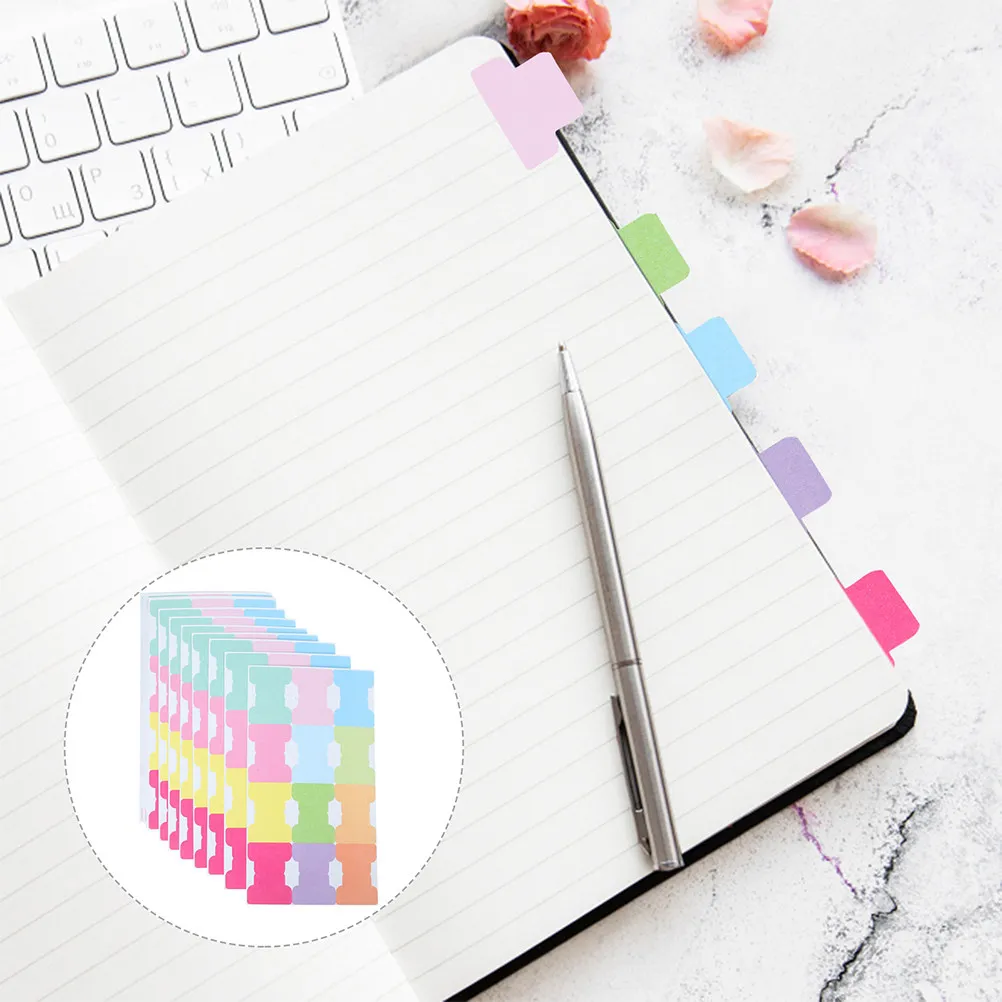 24Pcs Notebook Bookmarks Colored Tear Resistant Tabs Writable Double Sided Index Markers for Planner Page Annotation Office
