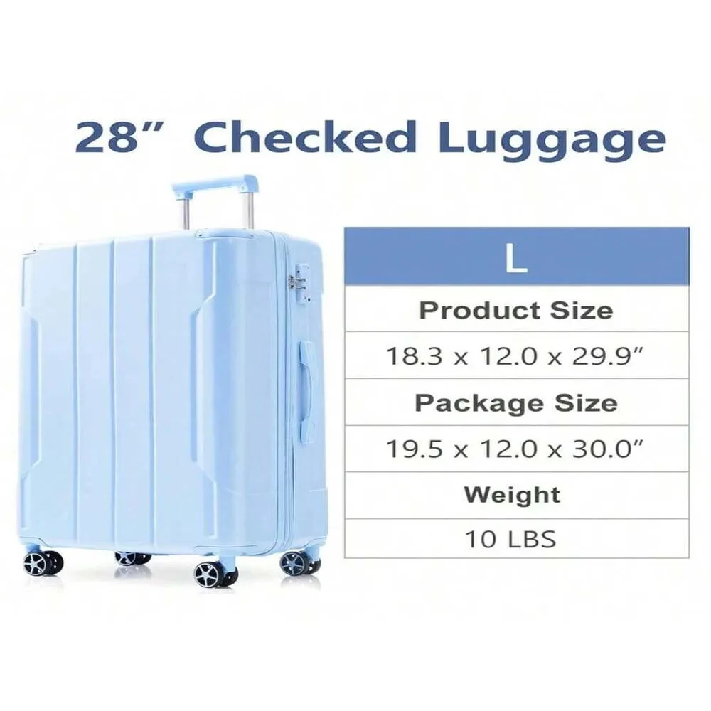 Equipaje facturado expandible de 28 pulgadas: maleta liviana con ruedas dobles para viajes