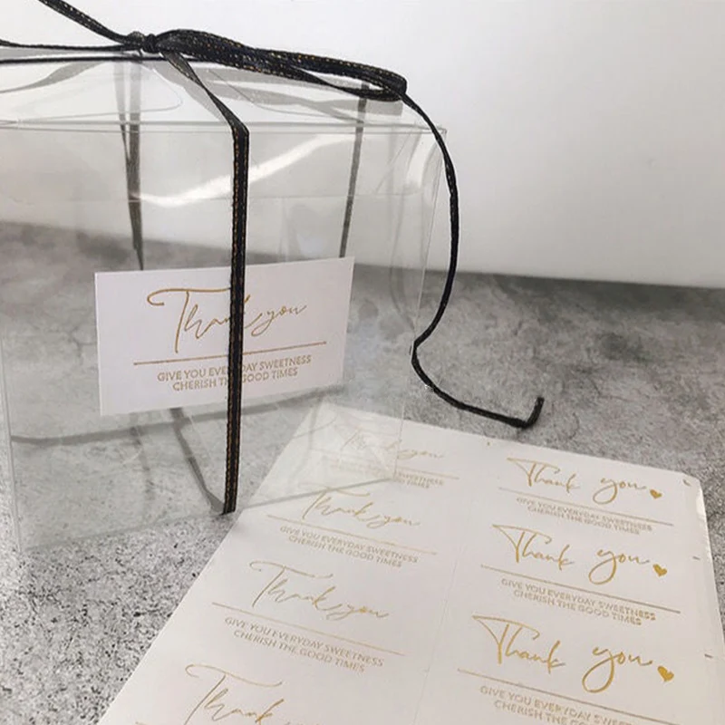 40-120 Buah/Pak Stiker Hitam Putih Terima Kasih 3.5X6CM Label Stiker Harapan Terbaik untuk Anda untuk Label Penyegelan Dekorasi Bisnis Kecil