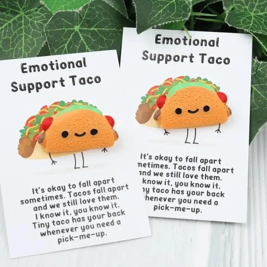 Tarjetas de Apoyo Emocional con Diseño de Tacos - 1/5/10/20/50/100 Unidades - Lindas Tarjetas de Animación con Temática de Comida Mexicana con Patrones de Tacos y Caras Lloronas