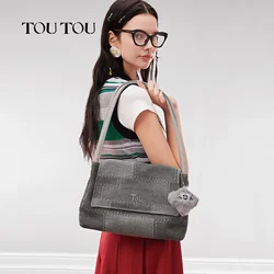 TOUTOU Tote Bags for Women Handheld Crossbody Bag Fabric Small Shoulder Bag for Makeup Cosmetic Storage Cute Doll Pendent Bag