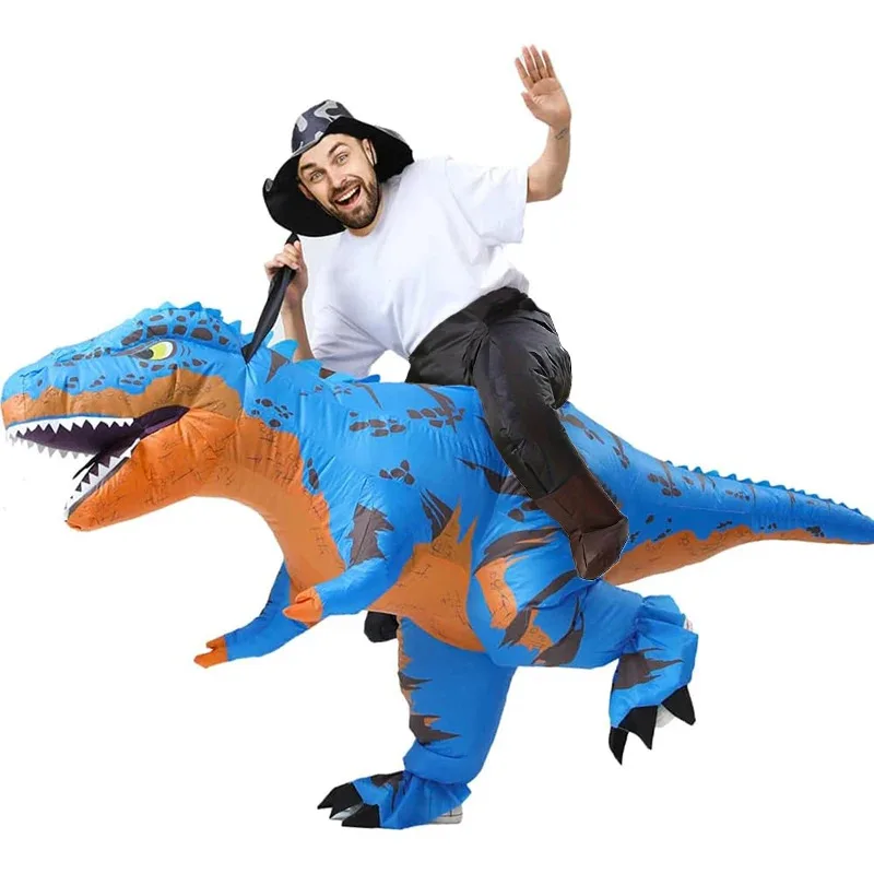 111 www نفخ ركوب ديناصور الكبار مضحك تأثيري تفجير هالوين عطلة موضوع T-REX زي Tyrannosaurus حفلة أ