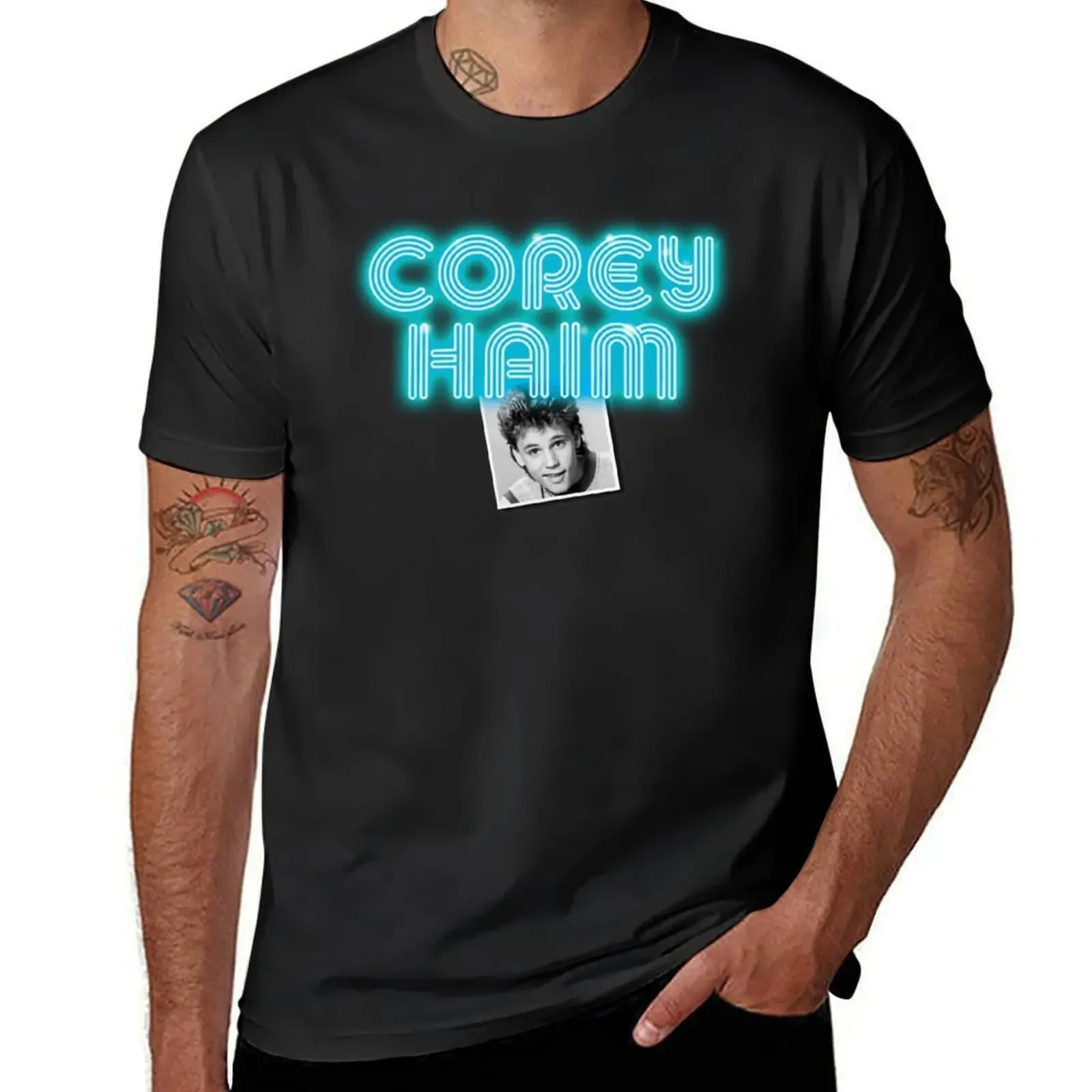 

Corey Haim - Neon Effect T-Shirt quick drying vintage t shirts for men graphic