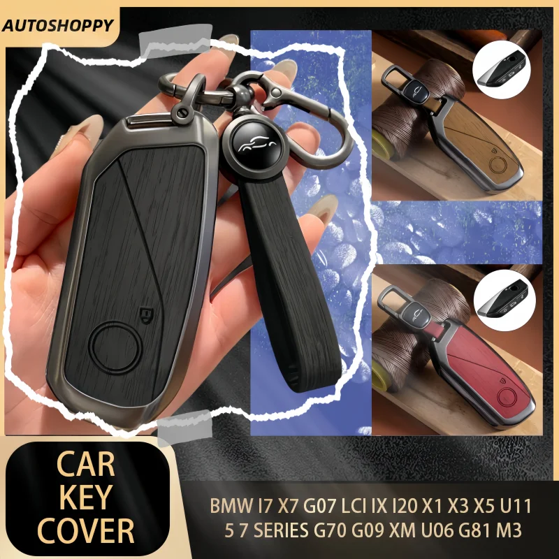 

Metal Car Key Case Cover For BMW I7 X7 G07 LCI IX I20 X1 X3 X5 U11 5 7 Series G70 G09 XM U06 G81 M3 Protected Holder Fob