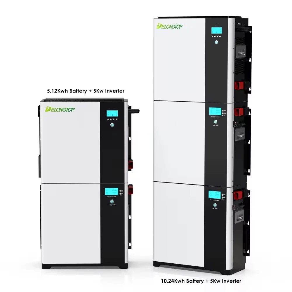 All In One 51.2V 48V Off Grid Lithium Ion 5Kwh 10Kwh 15Kwh Home Energy Storage Battery With 5Kw Solar Inverter BMS