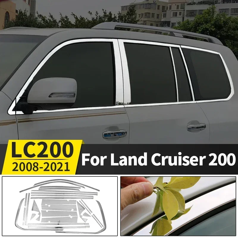 

For Toyota Land Cruiser 200 2008-2021 2020 2019 Window Stainless Steel Decoration LC200 FJ200 Car Body Modification Accessories