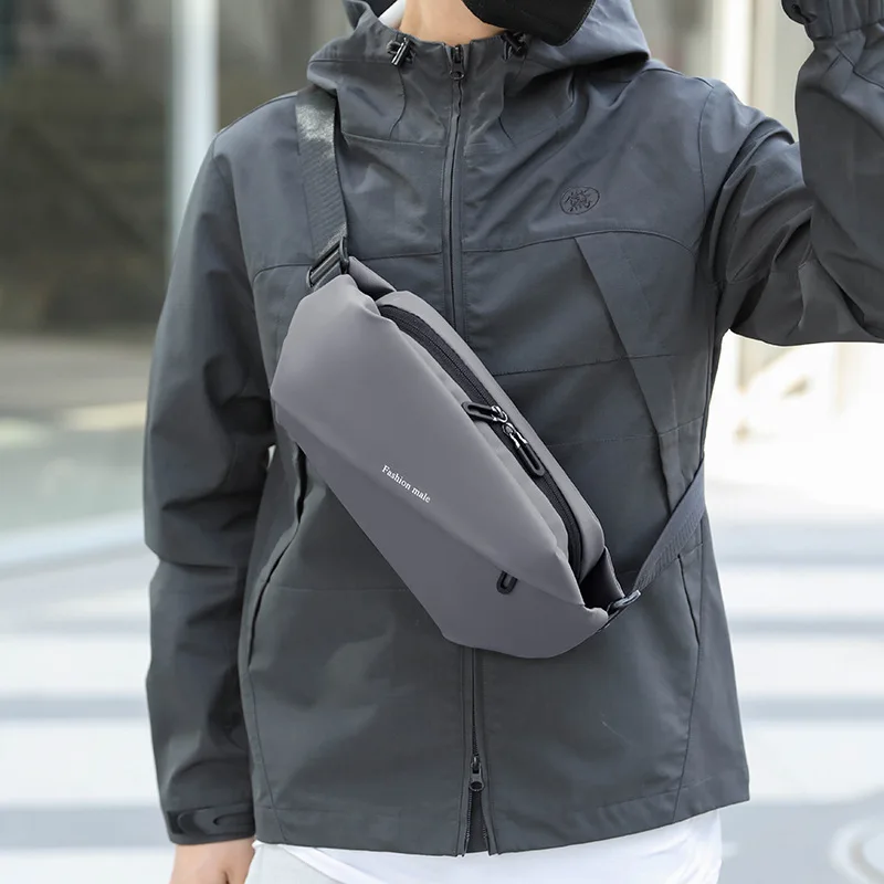 

Cool Casual Men's Chest Bag Summer New Fashion Simple Sports Waist Bag Waterproof Cycling Crossbody Bag Nylon Material Pure C...
