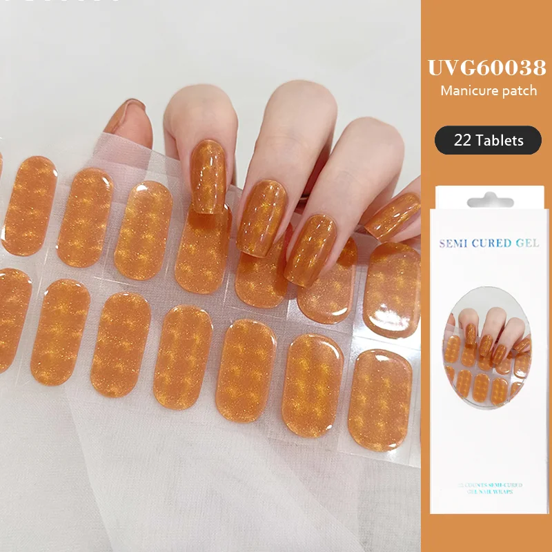 22 Tips UVG Series UV Semi-cured Gel Nail Stickers Waterproof Long Lasting Nail Decals Phototherapy Lamp Required  Nail Patches