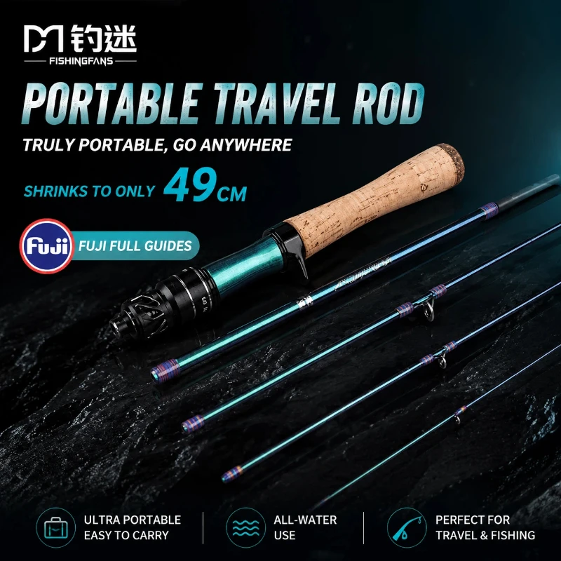 

Fishingfans Lanxi Portable Travel Spinning Rod, FUJI-O Guides, High Quick Response Lightweight Easy Cast for Stream Pond