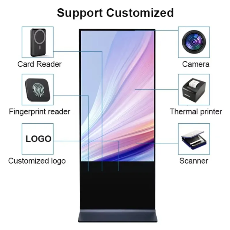 

2026 New 50 Inch 4K Vertical Stand Digital Signage Portable Android Software IR Touchscreen Advertising Player Lcd Screen Digita