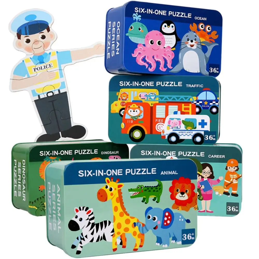 

Dinosaur Cartoon Animal Jigsaw Montessori Car 3D Wooden Puzzle Colorful Educational Baby Wooden Toys Toy for Children