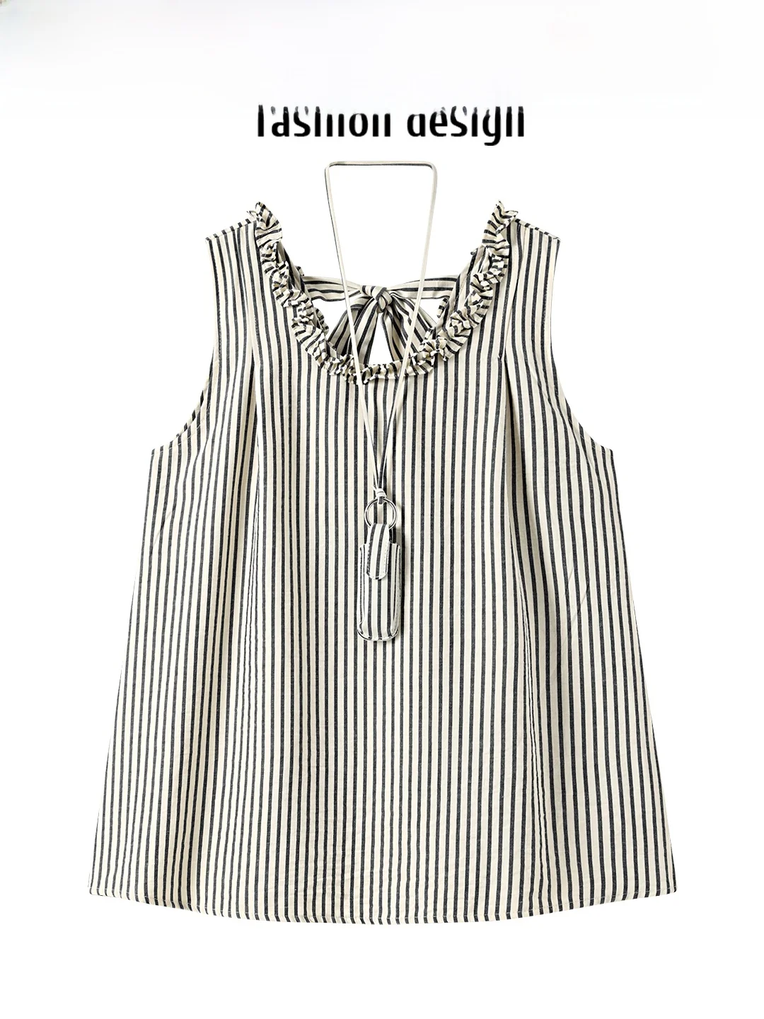 

CIVICERA корейский повседневный Svel irt женский летний милый полосатый жилет топ с деревянными рюшами стандартного кроя для поездок на работу мода