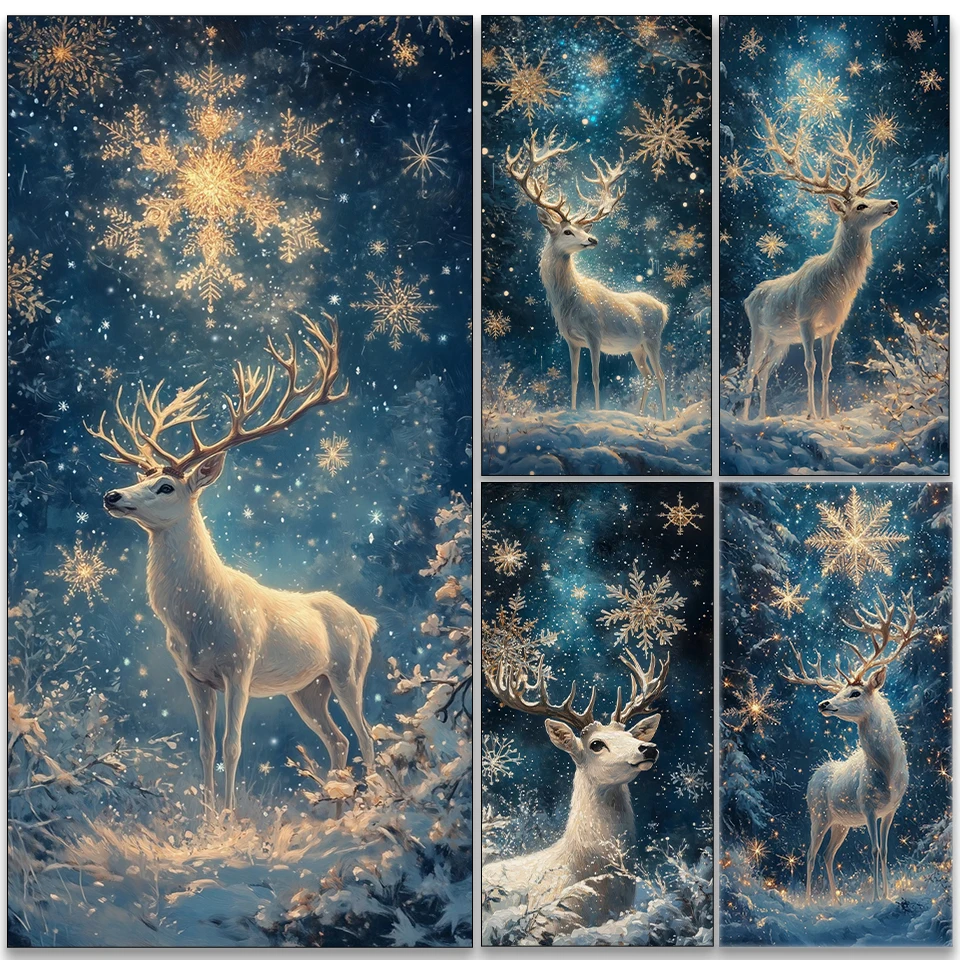 

5D DIY Новый набор алмазной живописи: олень и снежинка, украшенная алмазной вышивкой, домашний подарок