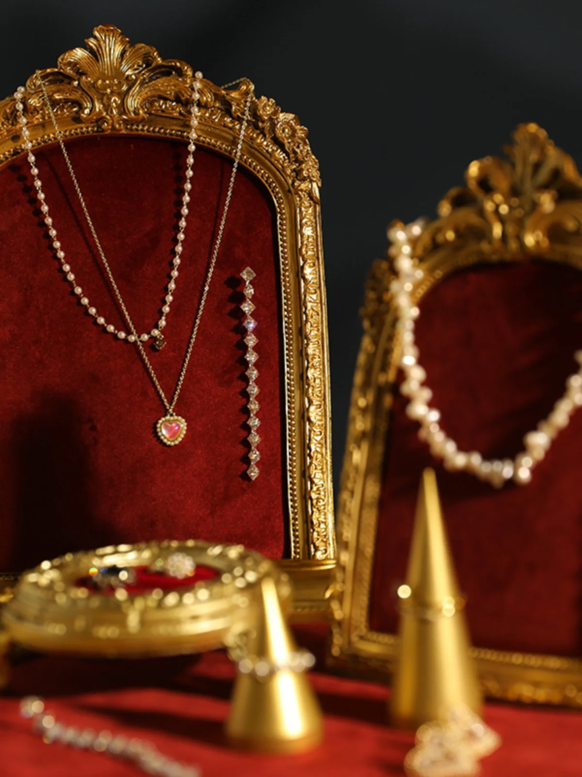 الرجعية إطار الصورة شكل مجوهرات عرض موقف أقراط قلادة المنظم رف مجوهرات مكافحة عرض الدعائم