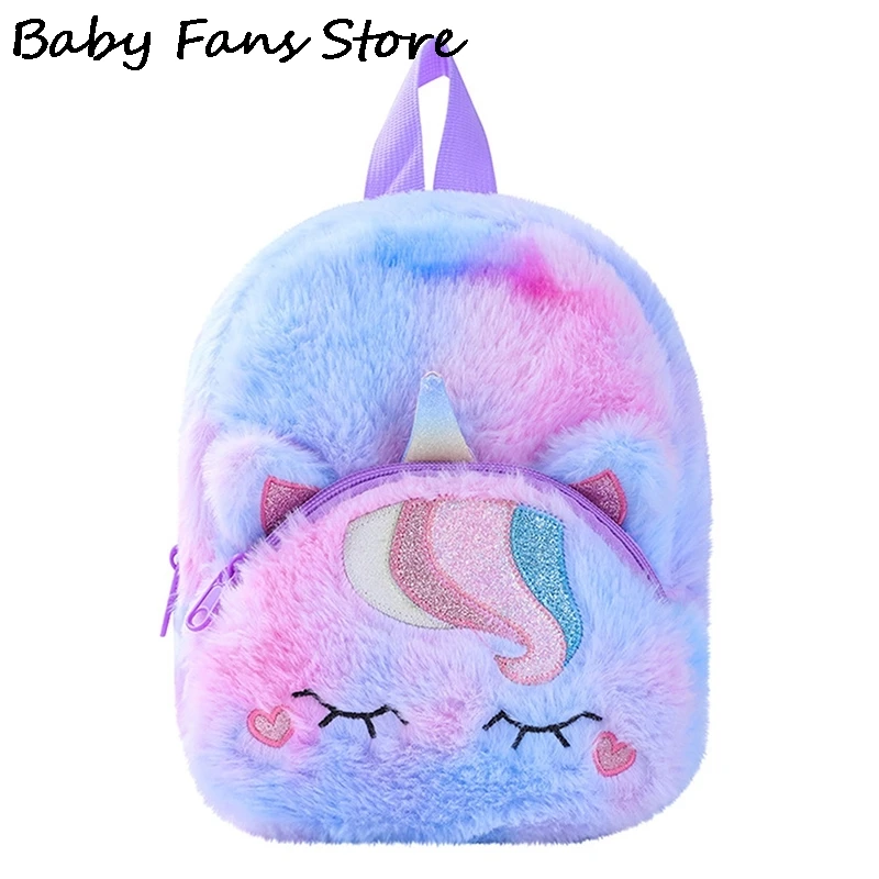 Girls Mini Schoolbags Unicorn Plush Stuffed Bags Baby Animal Backpack Lovely School Bags Shoulder Purse Cartoon Small Backpacks