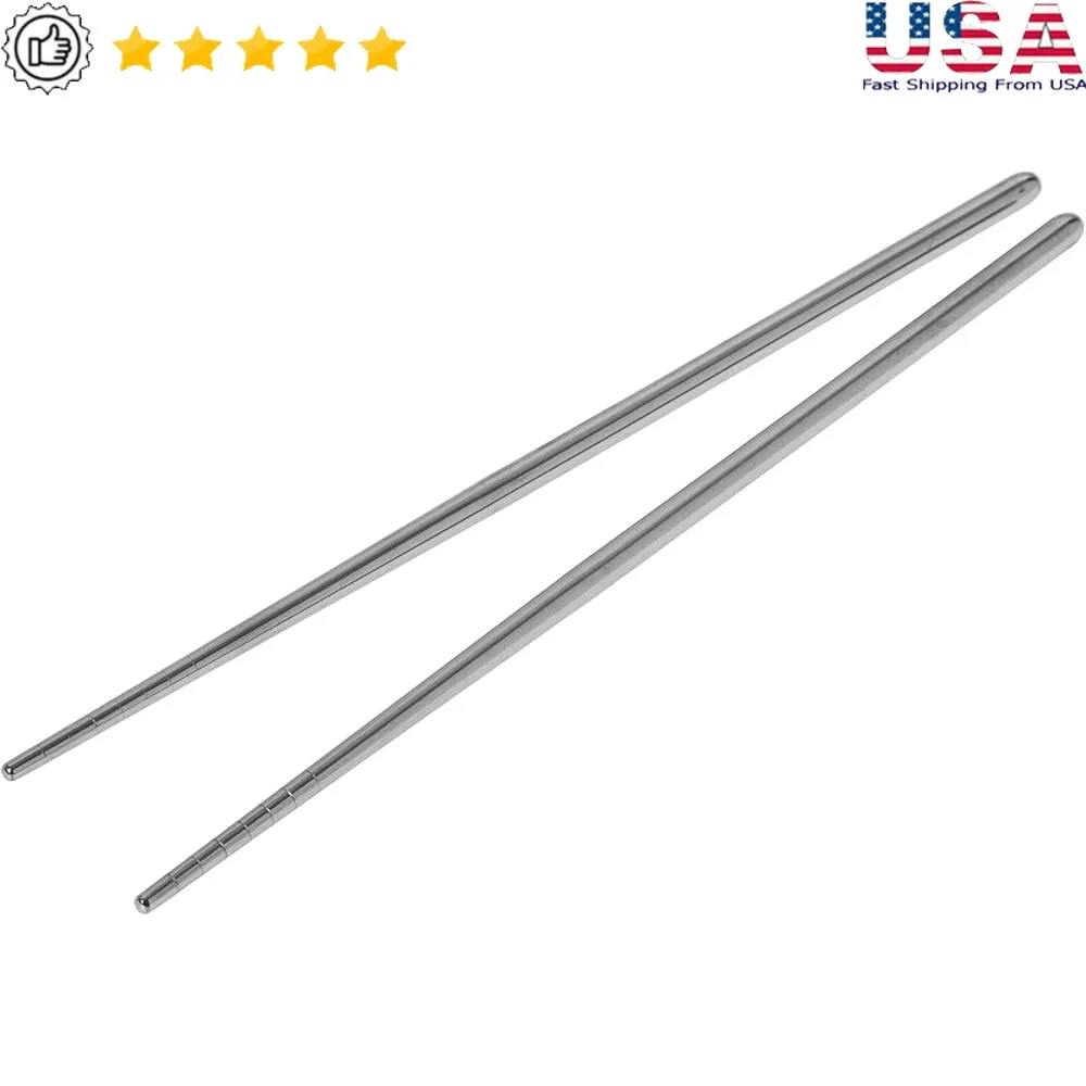 

Reusable Stainless Steel Chopsticks Set 5 Pairs Polished Metal Durable Easy to Clean Textured Ends Dining Table Decor
