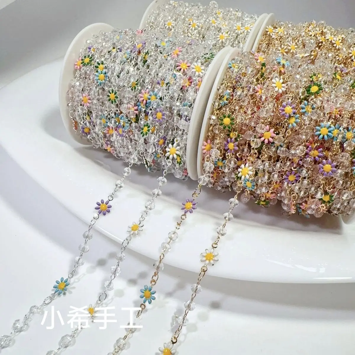 New Fashion Gold Color Plated Crystal Bead Flower Link Chains DIY Jewelry Making Necklace Tassel Chain Craft Garment Accessories