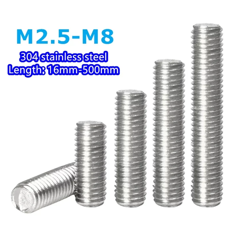 304 Stainless Steel Fully Threaded BarM2 M2.5 M3 M4 M5 M6 M8 Rod Stud Anchor Bolts Fastener Bolt Stud Length 16mm -500mm