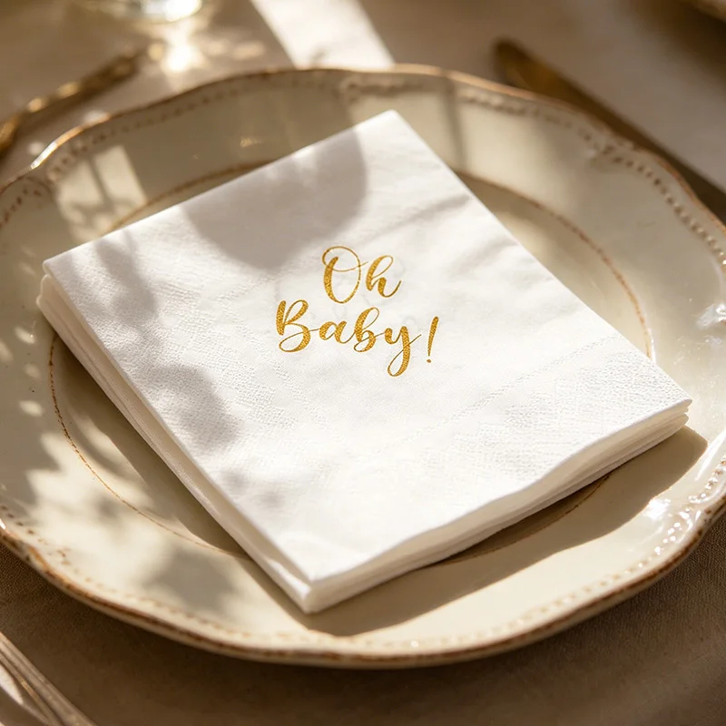 20Pcs Oh Baby Disposable Paper Napkins Suitable for Baby Shower, Parties, Birthdays, Gender Reveal Table Decoration Supplies - view 2
