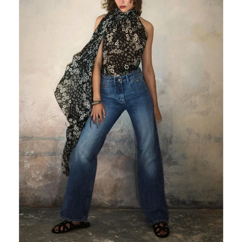 

Новое осеннее поступление, женские матовые джинсы с застежкой-молнией и широкими штанинами со средней талией, прямые джинсы в стиле ретро, слегка эластичные