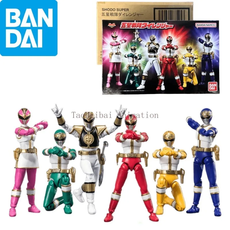 Bandai Original Handheld SHODO Food Toy Super Sentai Five Star Sentai Dalian Six-person Group Model Movable Figure Toy IN STOCK