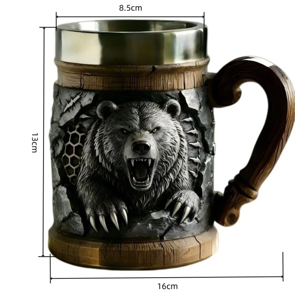 Hand-painted Creative North American Grizzly Bear Beer Mug 3D
