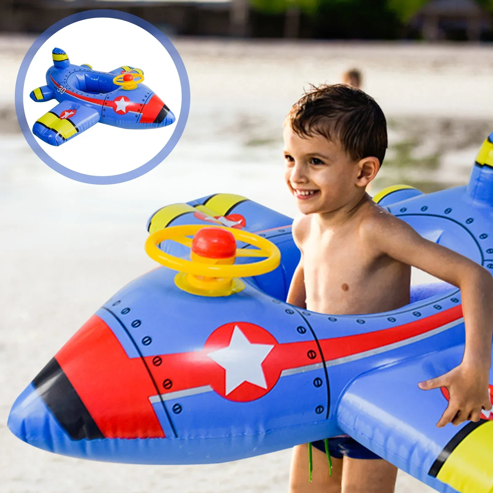 Crianças brinquedo de água grande círculo de natação pvc avião forma à prova de vazamento inflável assento flutuante verão piscina praia anel de natação para criança