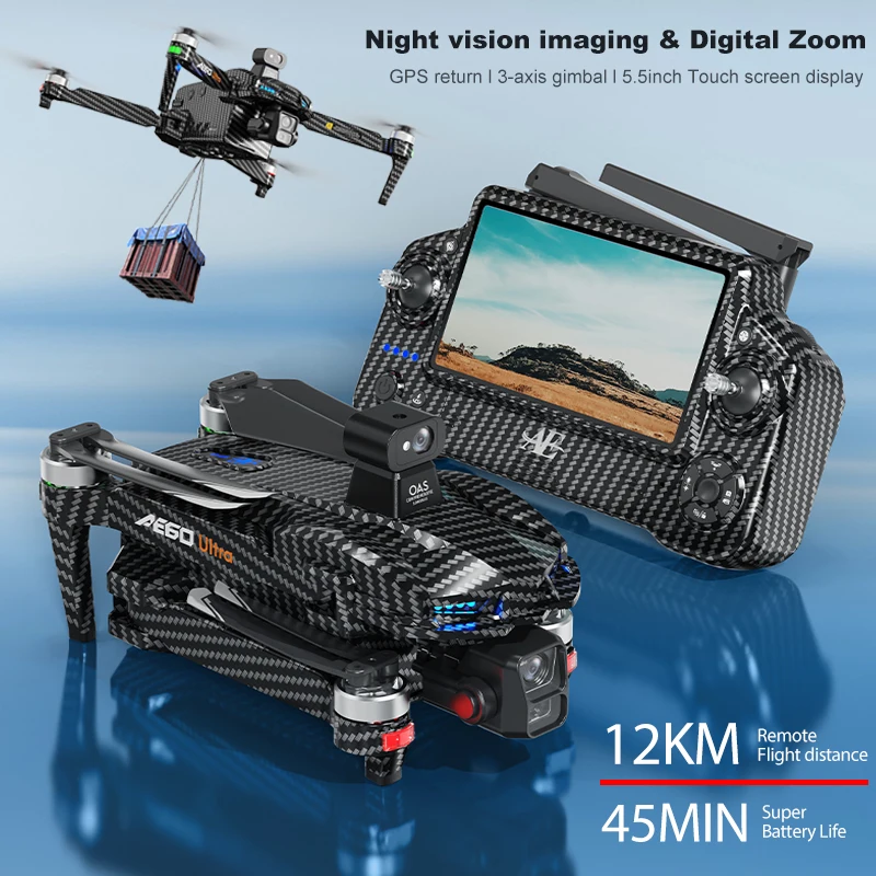 New AE60 GPS Drone 8K Professional HD Camera Brushless 3-Axis Gimbal Obstacle Avoidance Touch Screen Airdrop FPV Security Drones