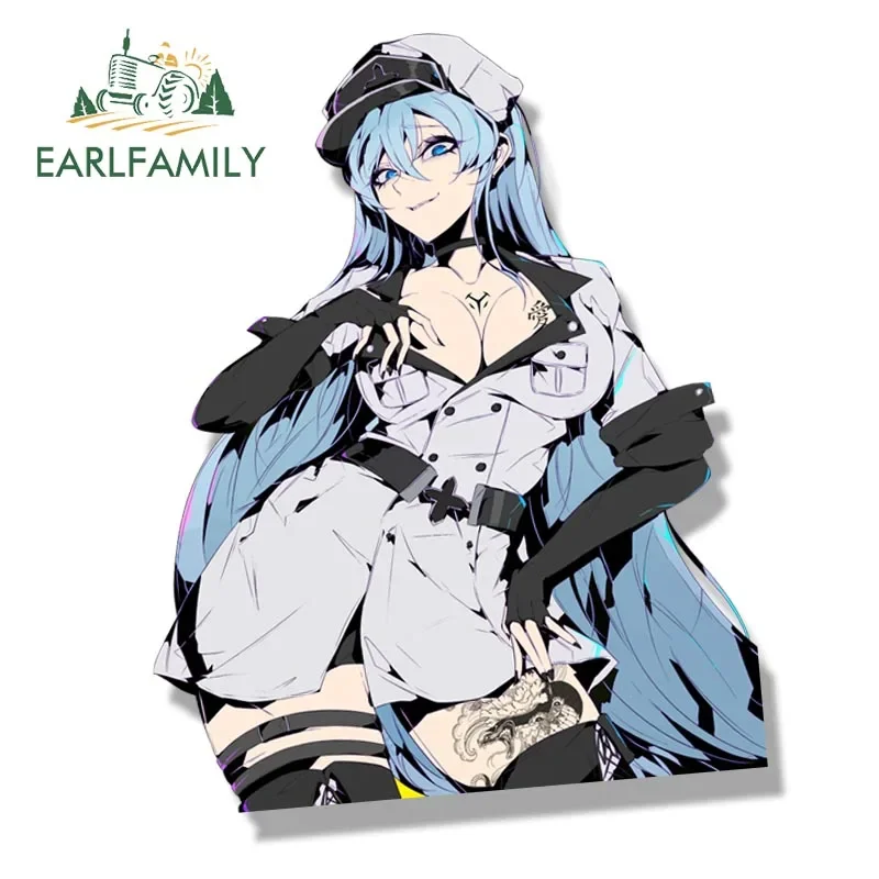 EARLFAMILY Tattoo Esdeath Fanart Car Sticker Anime Sketch Waifu Decal JDM Cartoon Peeker Girl Graffiti Stickers Car Styling view 4
