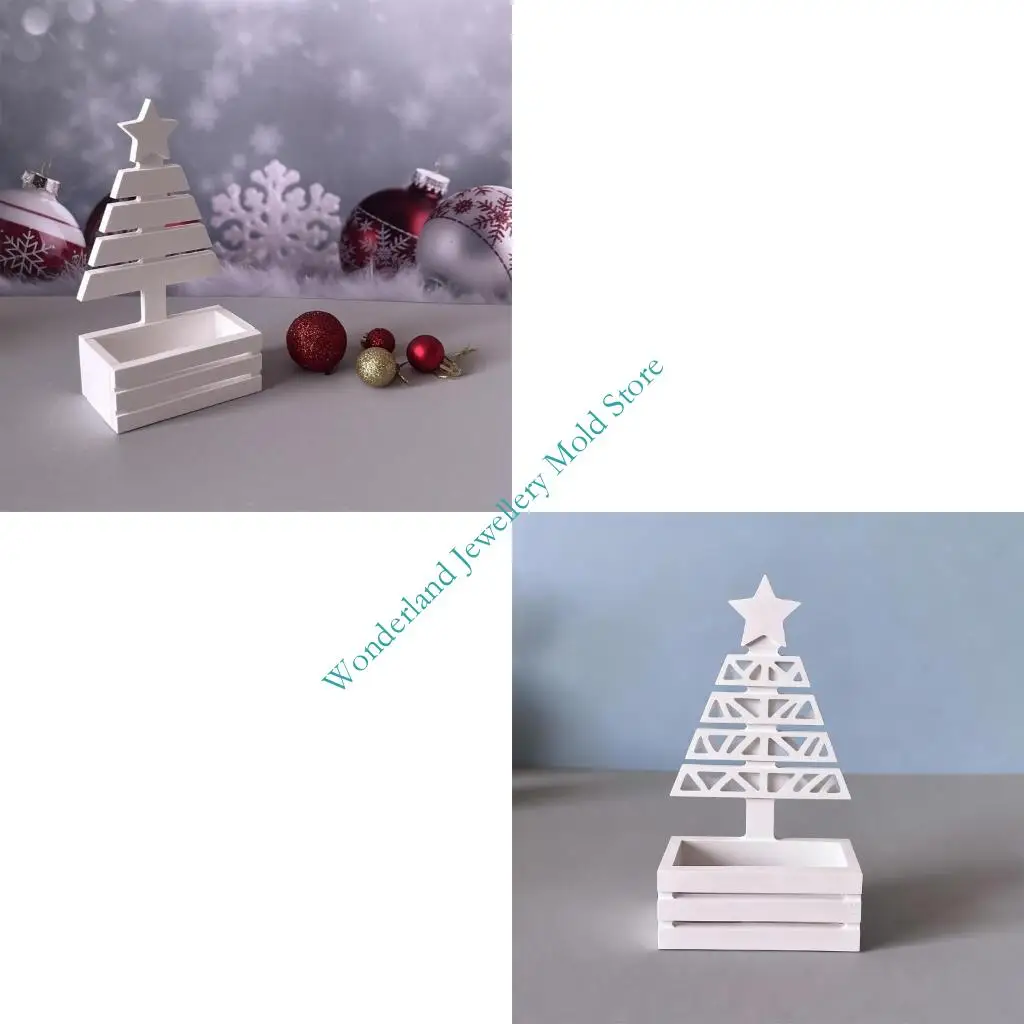 

H7EB многоразовая силиконовая форма для рождественской елки для литья из смолы, праздничные DIY проекты, принадлежности для