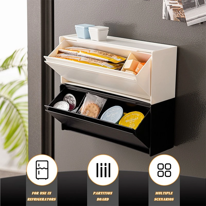 Storage Box, Kitchen Refrigerator Magnetic Attraction Without Punching Holes, Small Object Finishing Box