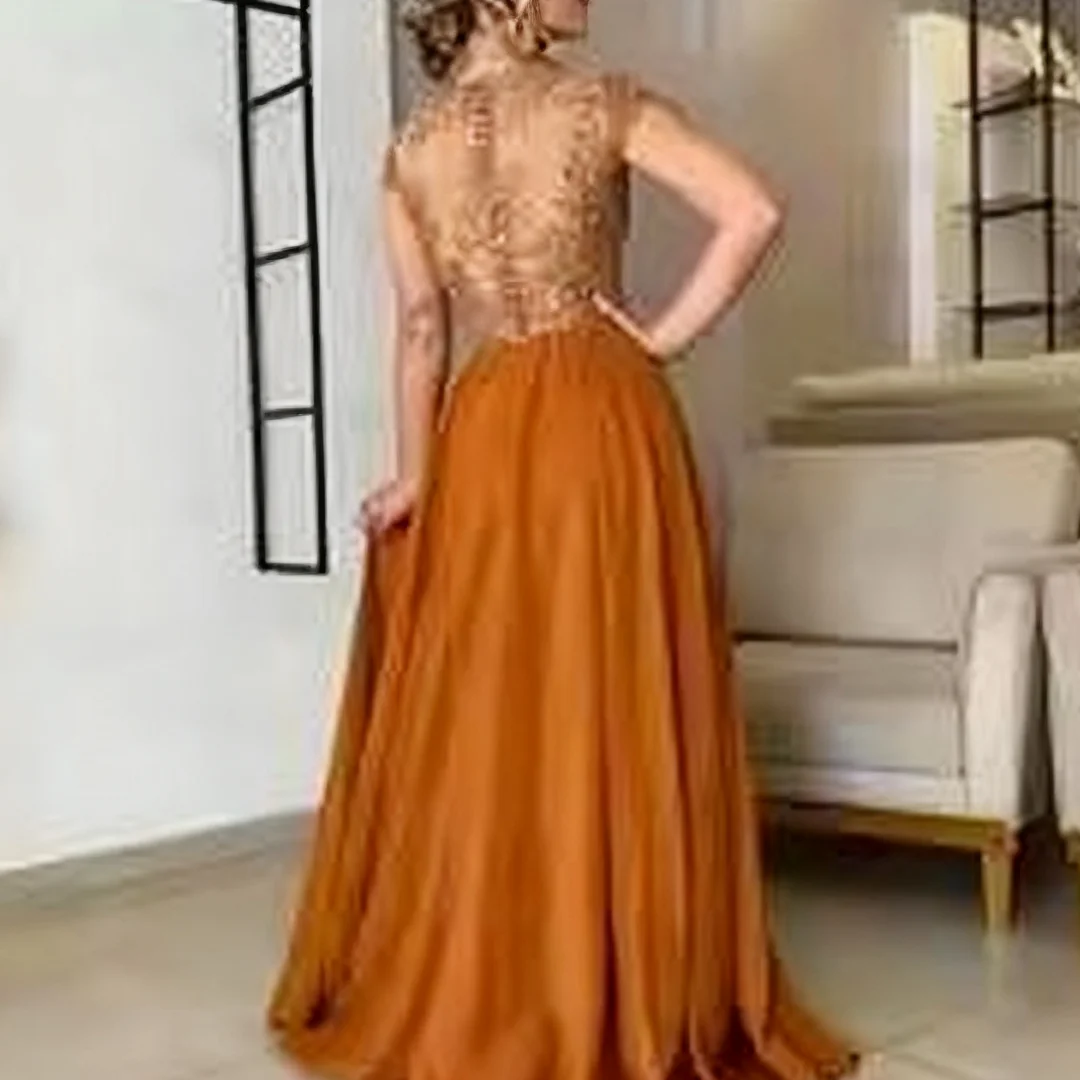 Mulher personalizada frisado apliques colher boné mangas vestido de noite formal vestidos de festa de aniversário vestidos de baile para mulher