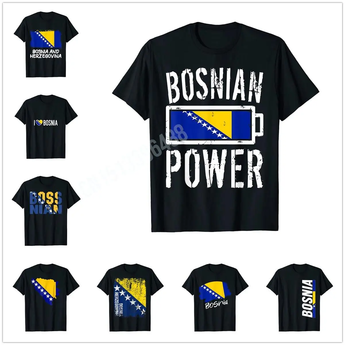 

More Design Bosnia & Herzegovina Flag Bosnian Power Battery T-shirts For Men Women T Shirt Hip Hop Tops Cotton Tees